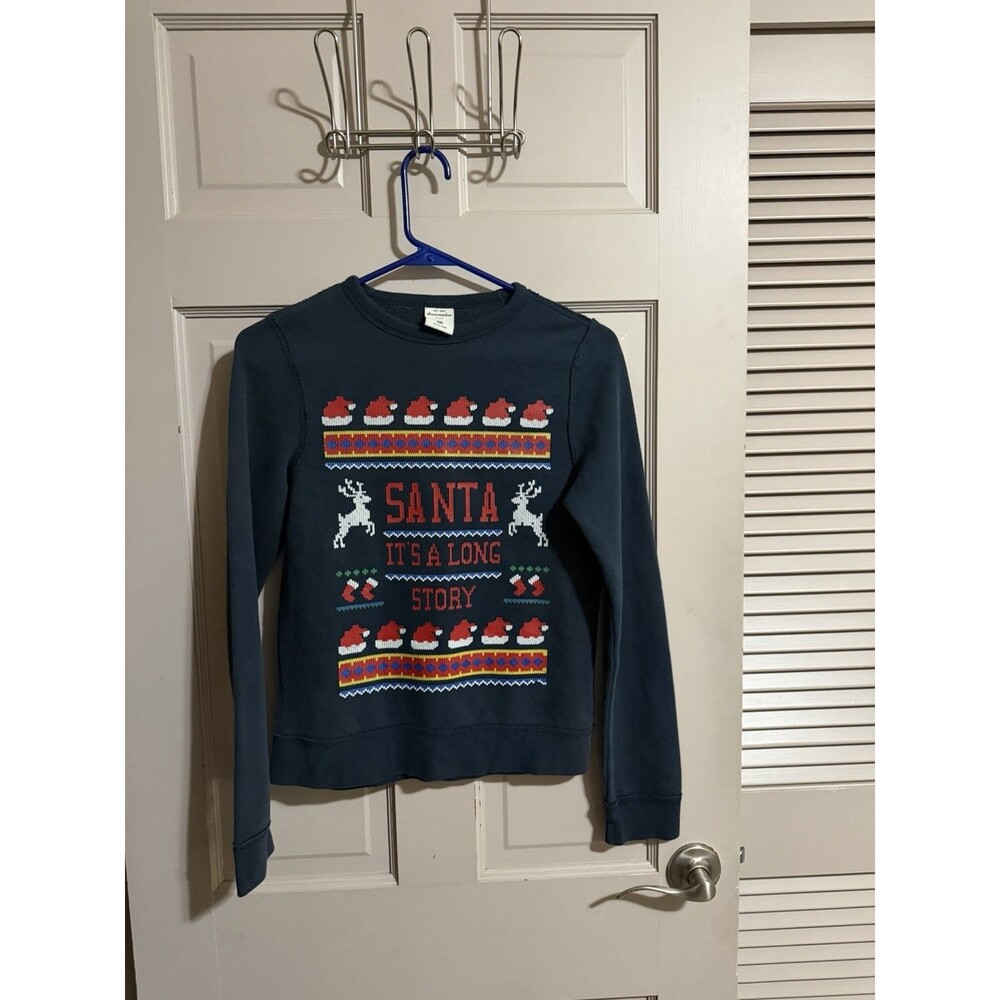 Boys Abercrombie Kids Pullover Sweatshirt Santa It’s A Long Story Size Medium